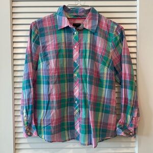 Talbots Lightweight Long Sleeve Button Down Multi Colored Plaid Size Lp